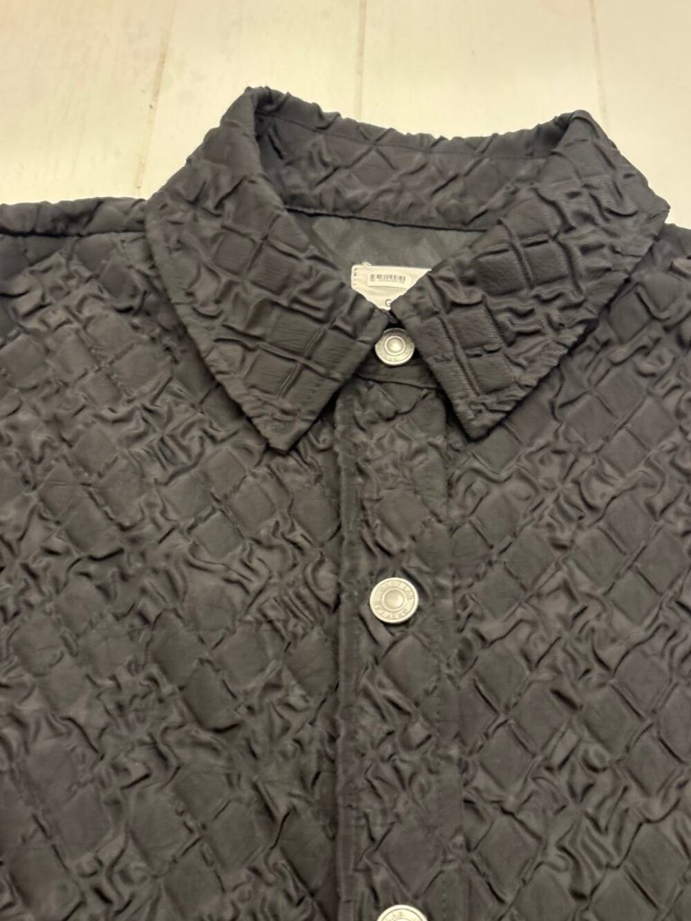 Grey Lab Los Angeles Black Textured Shacket Large Button Front Oversized Shirt - Picture 2 of 8